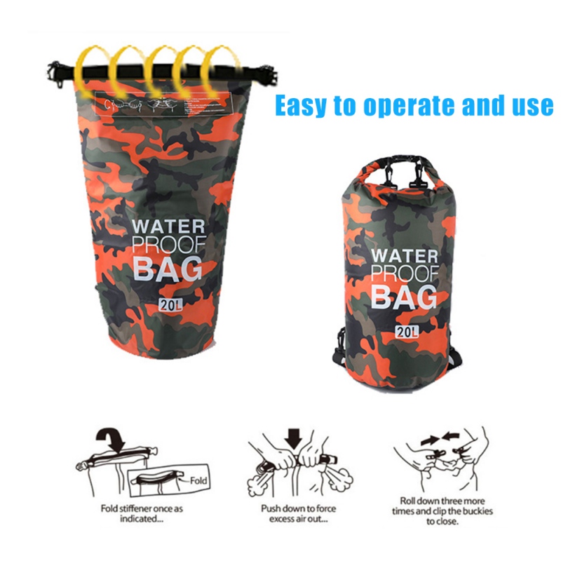 5L 10L 20L Trekking Dry Bag Waterproof Pack Sack Swimming River Bucket Pouch Kayaking förvaring hinkväska med rem