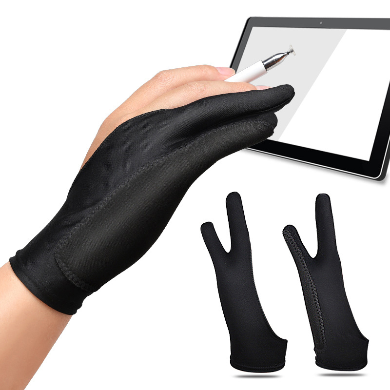 Gant anti-Fouling à deux doigts pour outil de tatouage Artiste dessin stylo graphique Tablet Pad Gants domestiques Gants de la main gauche