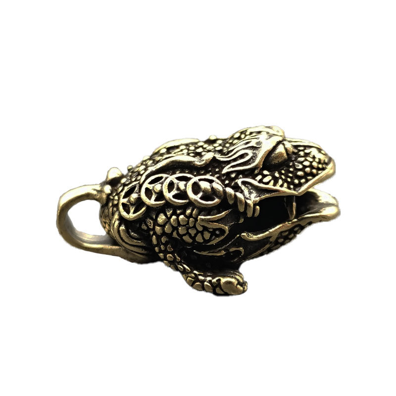 Retro koper drie-voet TOAD Bell Figurines paracord accessoires ambachten messing feng shui thee pet desktop ornament decors