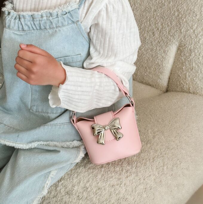 2024 Retro Bow Handbag Mini Kids Sac Family Family Tote Chain Crossbody Sacs Small Coin Purse