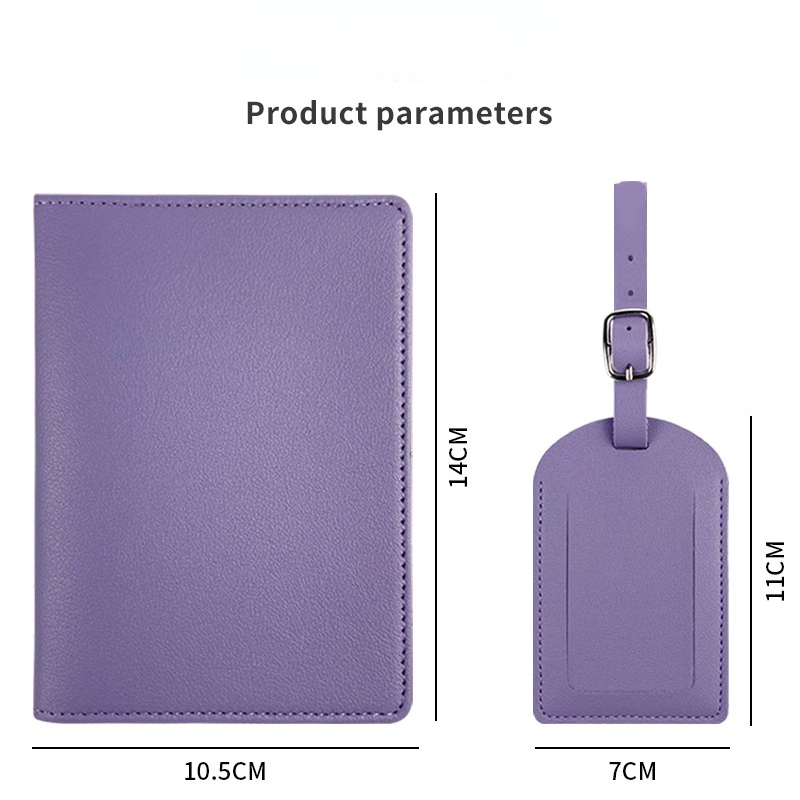 Solid Color Pu Leather Bagage Tag Passport Holder Set Passport Protective Cover Protector Travel Portable ID Credit Card Holder