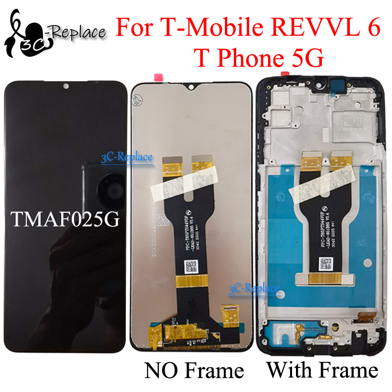 6,52 Zoll für T-Mobile revvl 6 t Telefon 5G TMAF025G LCD-Anzeigebildschirm Touch Digitizer Panel-Panel-Montage / mit Frame