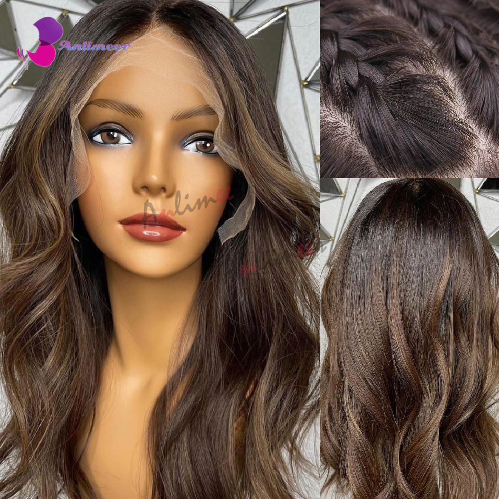 1BT4 / 6 Perruque en surbrillance Ombre Chocolater Brunr Brun de dentelle Perruque avant Human Heuving Silk Base Wig / Lace Front Wig / Full Lace Wig / 360 Lace Wig