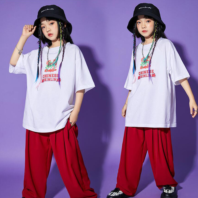 Vêtements hip hop pour enfants tshirt tshirt tshirt tops pantalon baggy pour fille boy scène jazz dance costumes rave vêtements