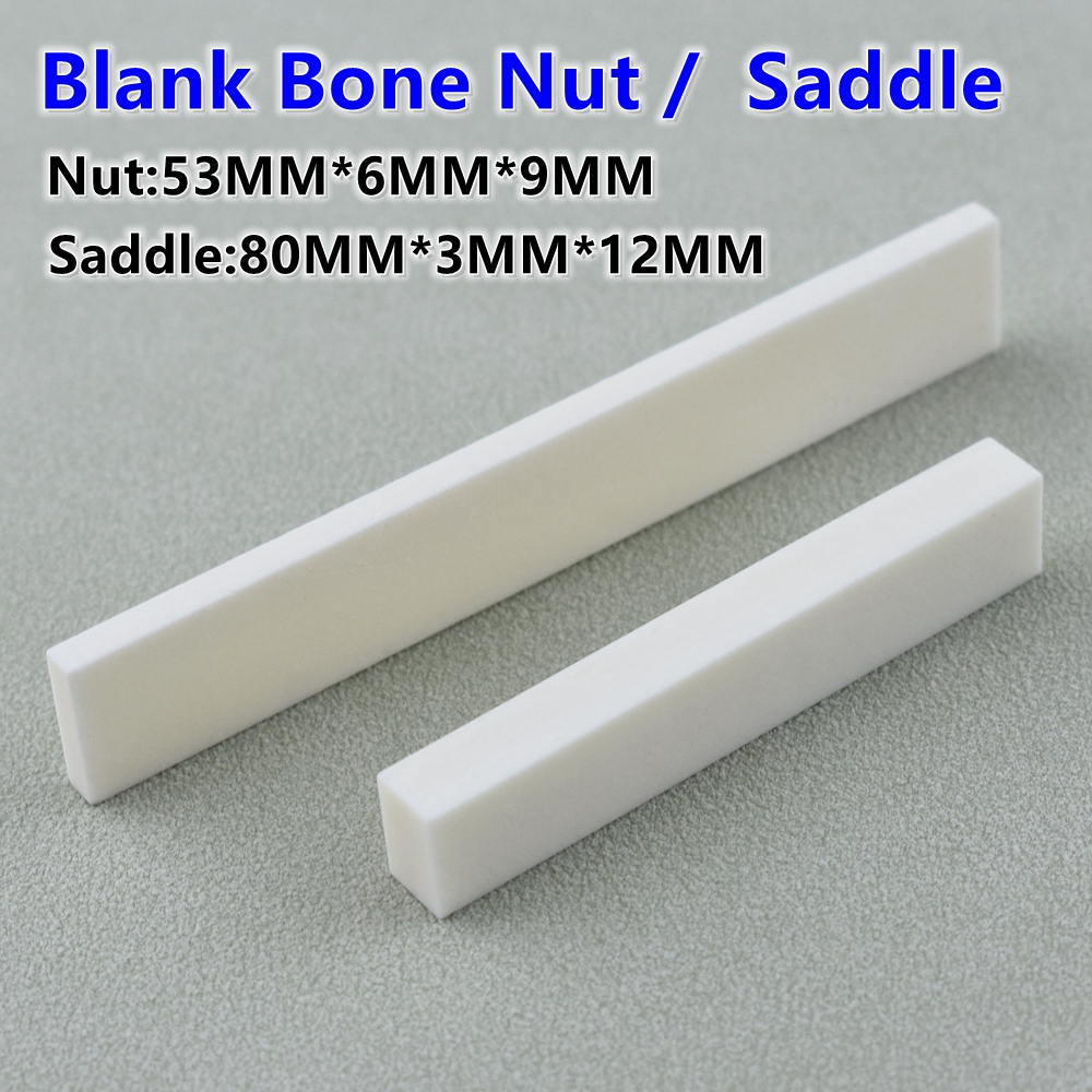 6 String Guitar Bone Nut and Bridge Saddle feito de osso real para peças e acessórios de guitarra acústica/ elétrica