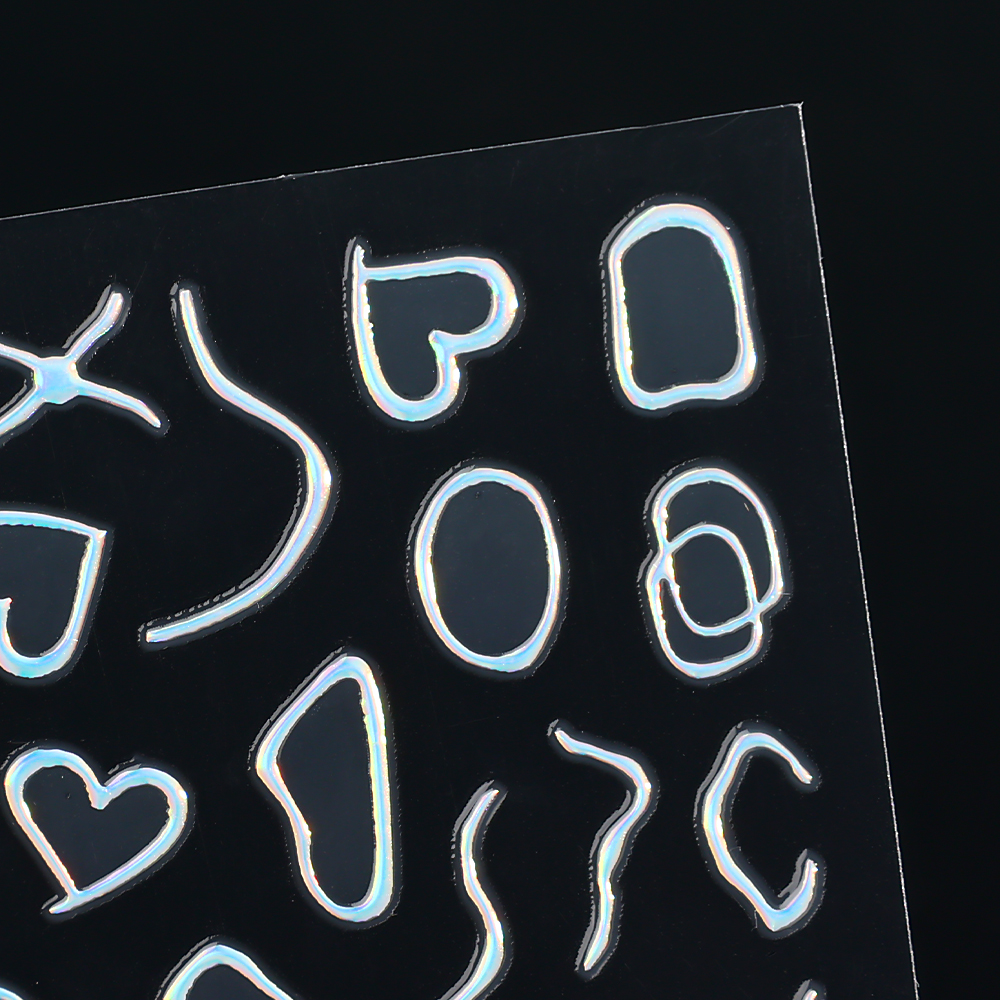 3D Love Heart Lines Наклейки на ногтя с серебряной металлической полосой серебряной металлической наклейки из кривой гель ноглы арт ползунки польские маникюрные декор