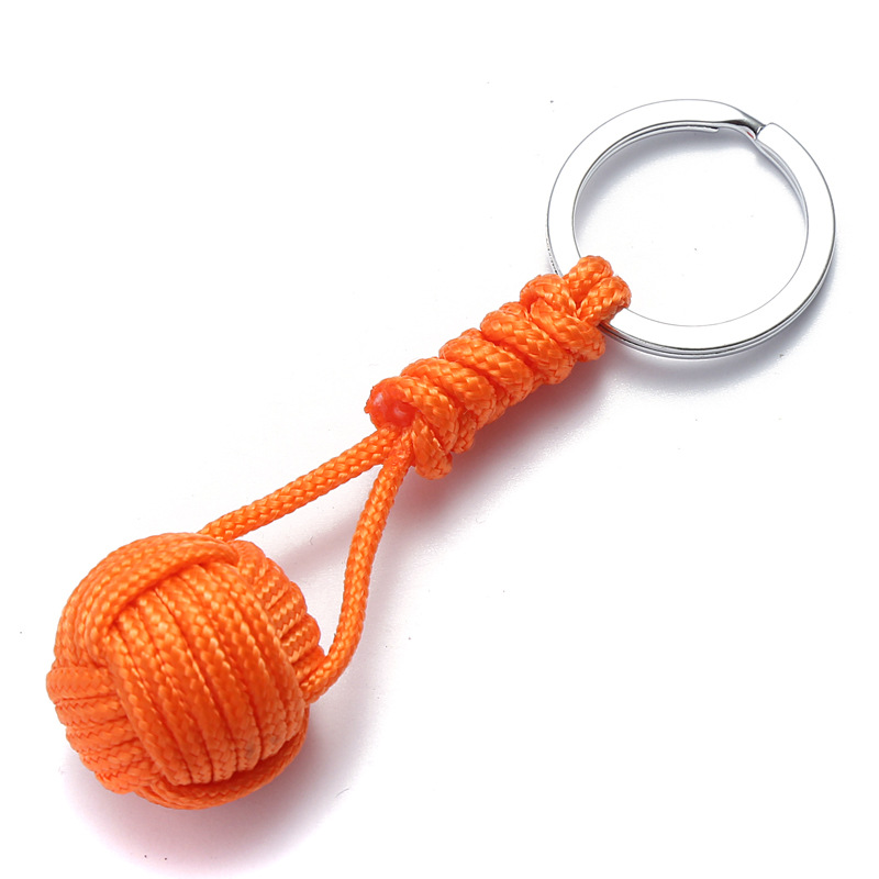 Fallskärmvävd repboll Keychain Paracord Lanyard Key Ring Monkey Fist Key Chains Outdoors Survival Tool Jewelry