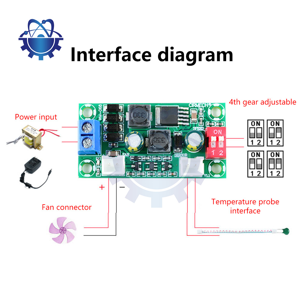 Nouveau module de ventilateur de contrôle de température Prise en charge de quatre vitesses Smart Fan Speed Controller pour les spécifications de ventilateur DC12V / 24V