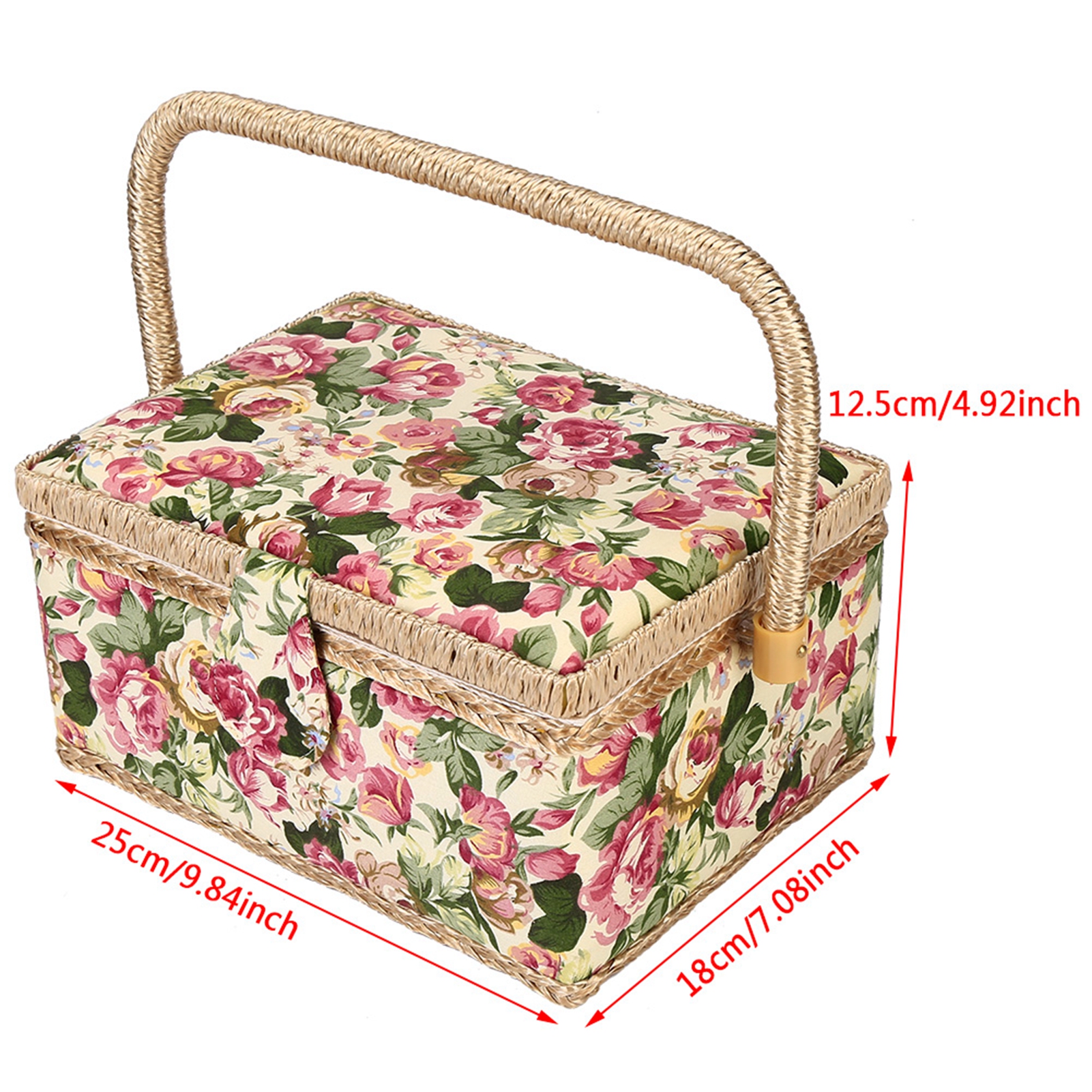 Retro Syförvaringslåda Hantverk Syverktygslager Nåltråd Borgen Floral Timble Thread Needle Sewing Organizer Tillbehör