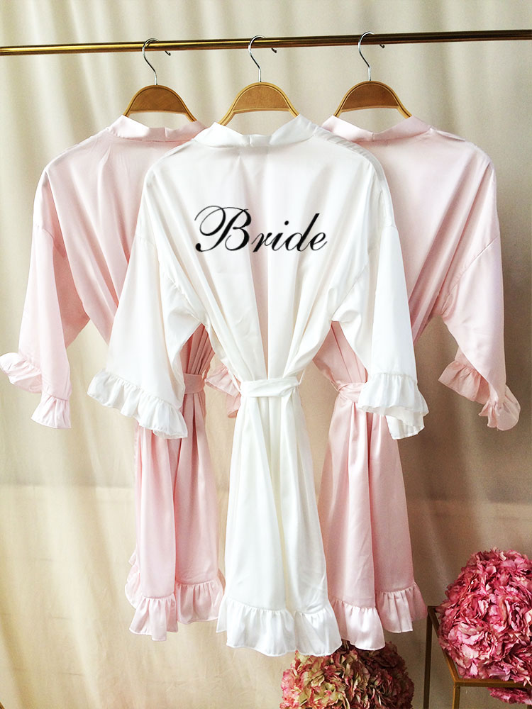 Robustos de seda Kimono Robustos de seda para a noiva branca White personalizada Robes de dama de honra Vestido de cetim de solteira novo