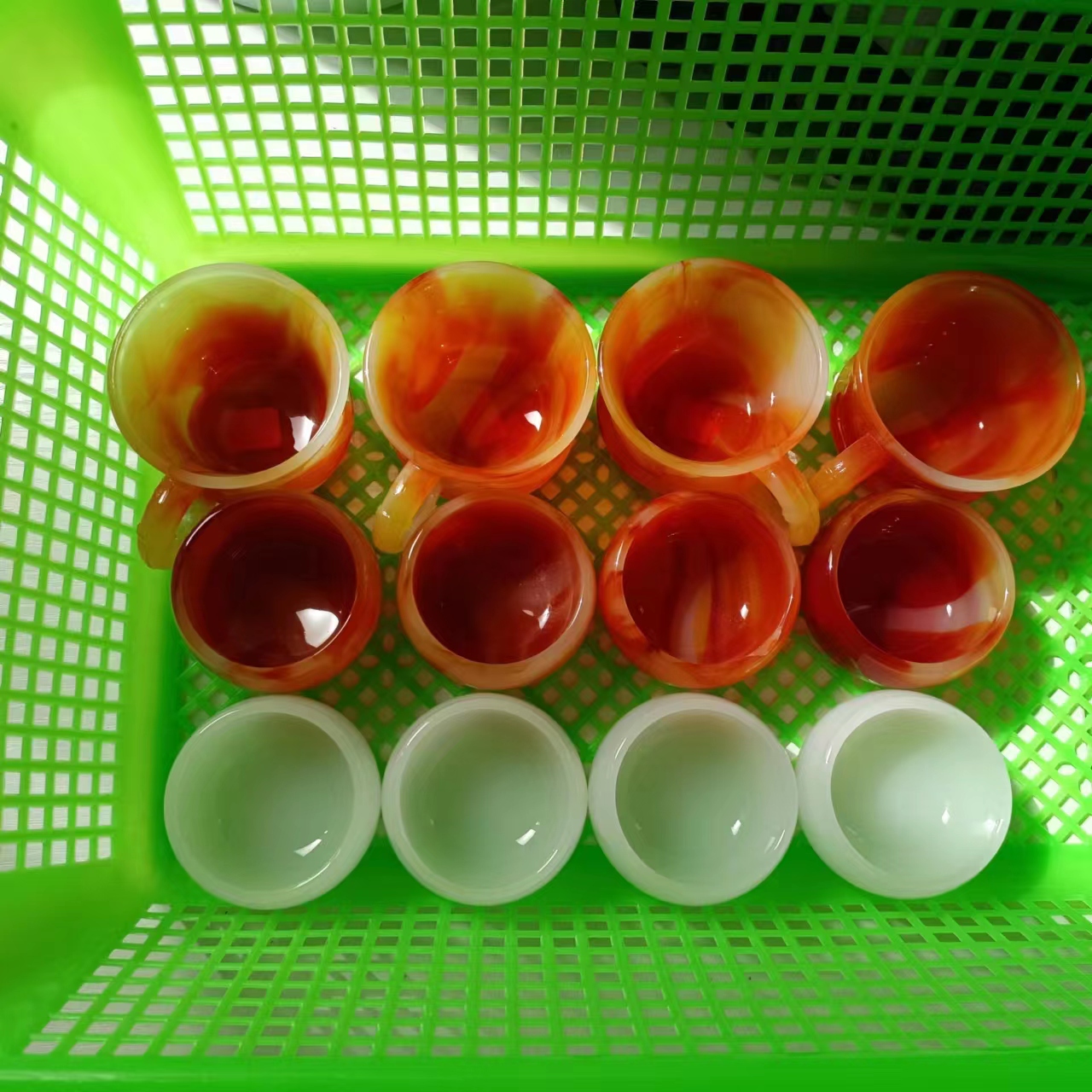 Crystal Cup Bowl Red Agate Carnelian White Jade Cups não natural para enfeites de presente de escritório em casa