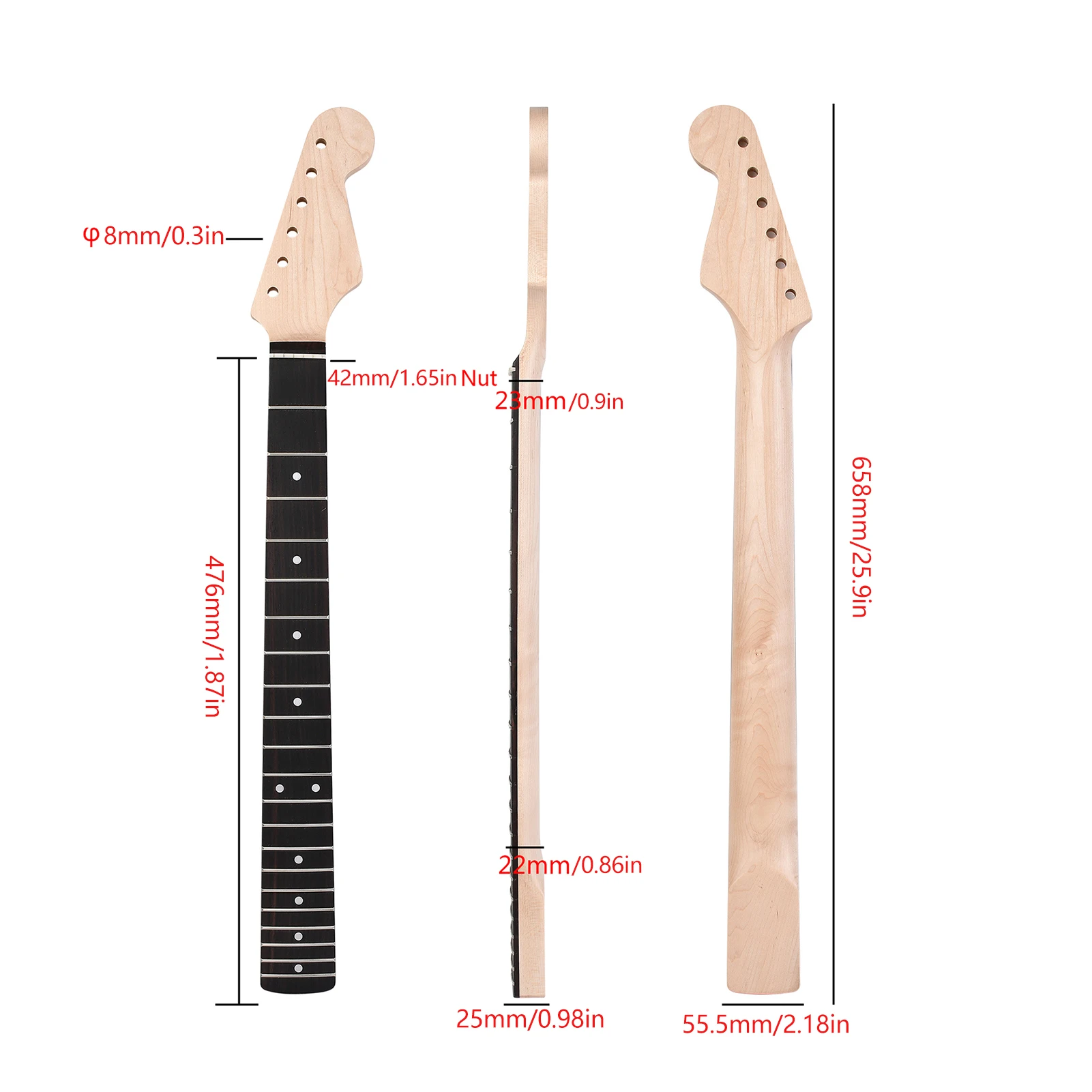 Cables Electric Guitar Neck Rosewood Fingerboard 6 String Guitar Neck 9.5inch Heavy Duty Maple Wood Guitar Practice Neck For ST Style