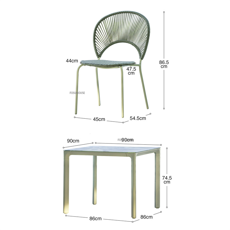 Nordic Outdoor Furniture Set Patio Table and Chairs for Country House Dining Room table Set Balcony Leisure Samll Square Table Z