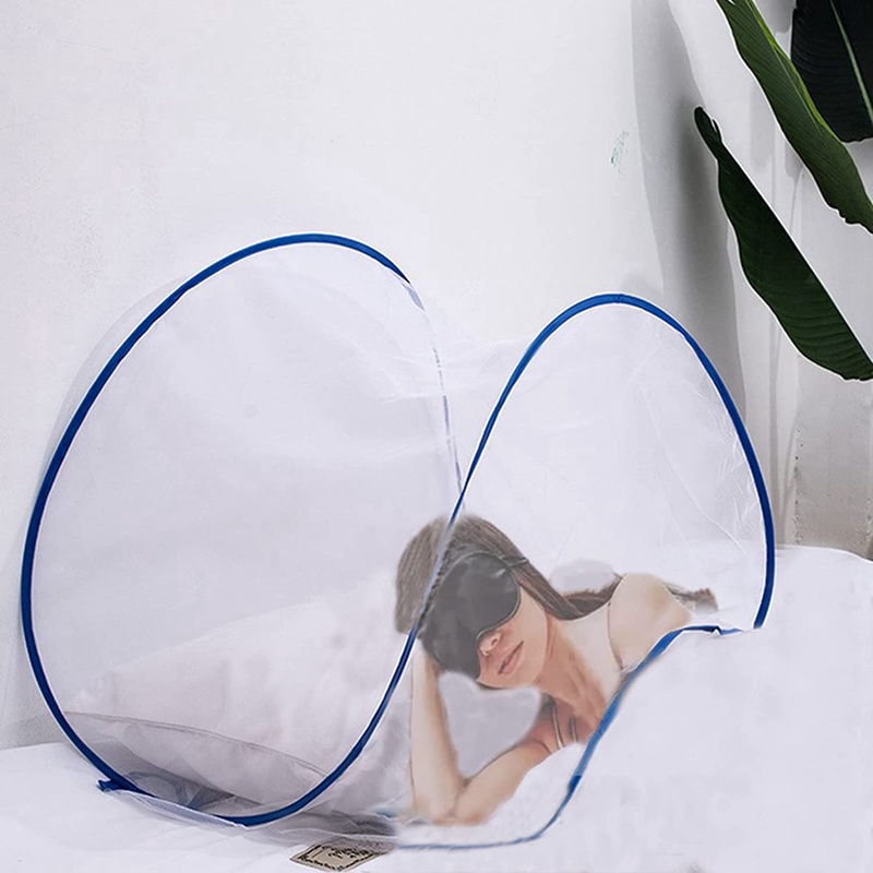 Portable Mosquito Head Net White Antimosquito Cover Foldable Pop-Up Travel Mosquito Net For Bed Free Installation-Medium Size