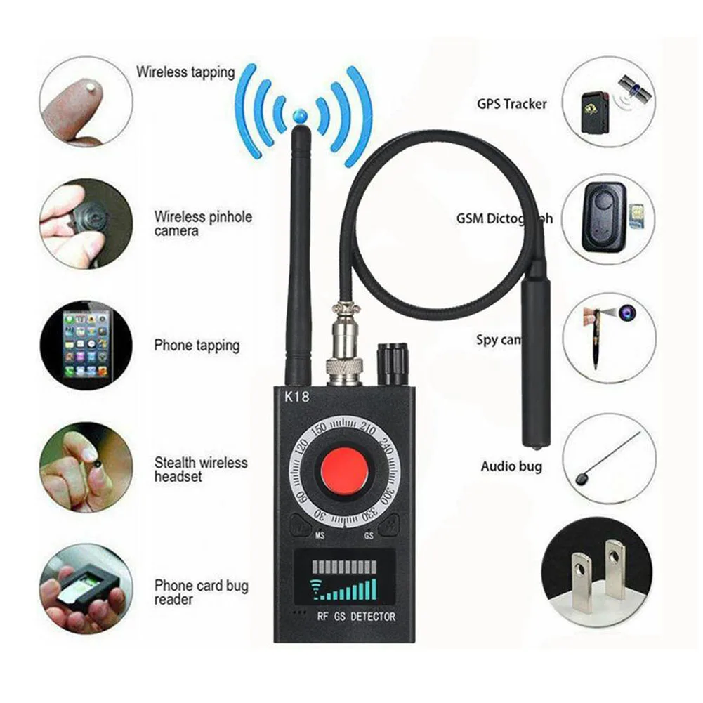 Detektor K18 Detektor wielofunkcyjny anty Mini Bug Audio Spycamera GSM Finder GPS Sygnał Sygnał Lokalizator RF Wykryj kamerę bezprzewodową
