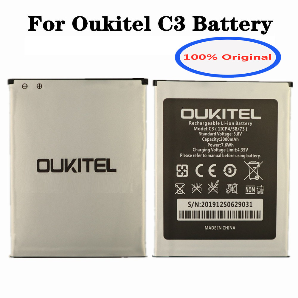 New Oukitel C3 Battery Original 2000mAh Backup Battery Replacement For Oukitel C3 Smart Mobile Phone Bateria