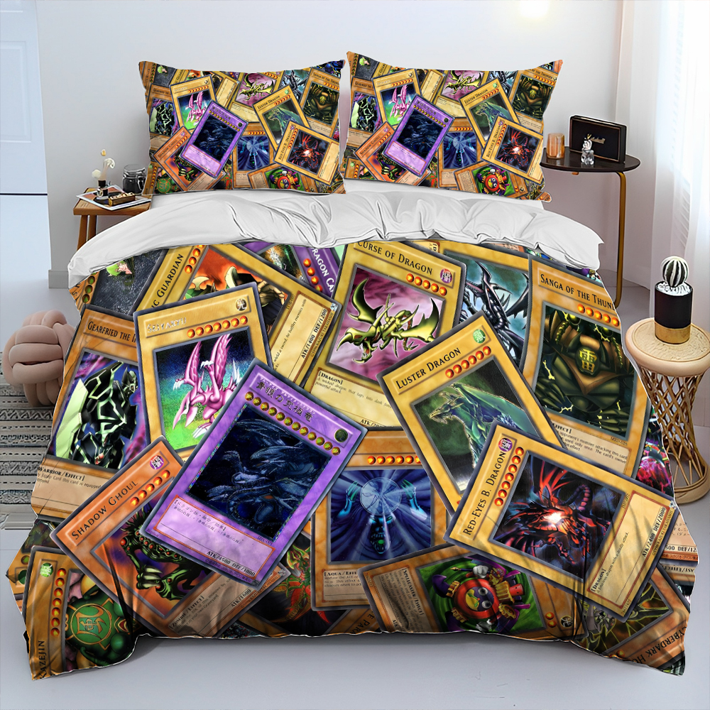 Ensemble de literie de couette d'anime de monime monyle 3D Yu-Gi-oh, tasse d'oreiller de couverture de couvre-lit de couvre-lit de couette, taie d'oreiller King Queen Size Set Kid