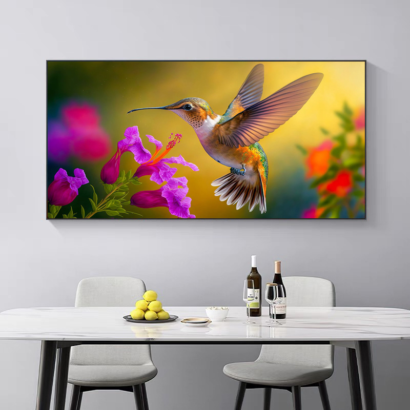 Fantasy Hummingbird Eating Flower Canvas Painting Posters and Prints Wall Art Pictures Bedroom Living Room Home Decor No Frame