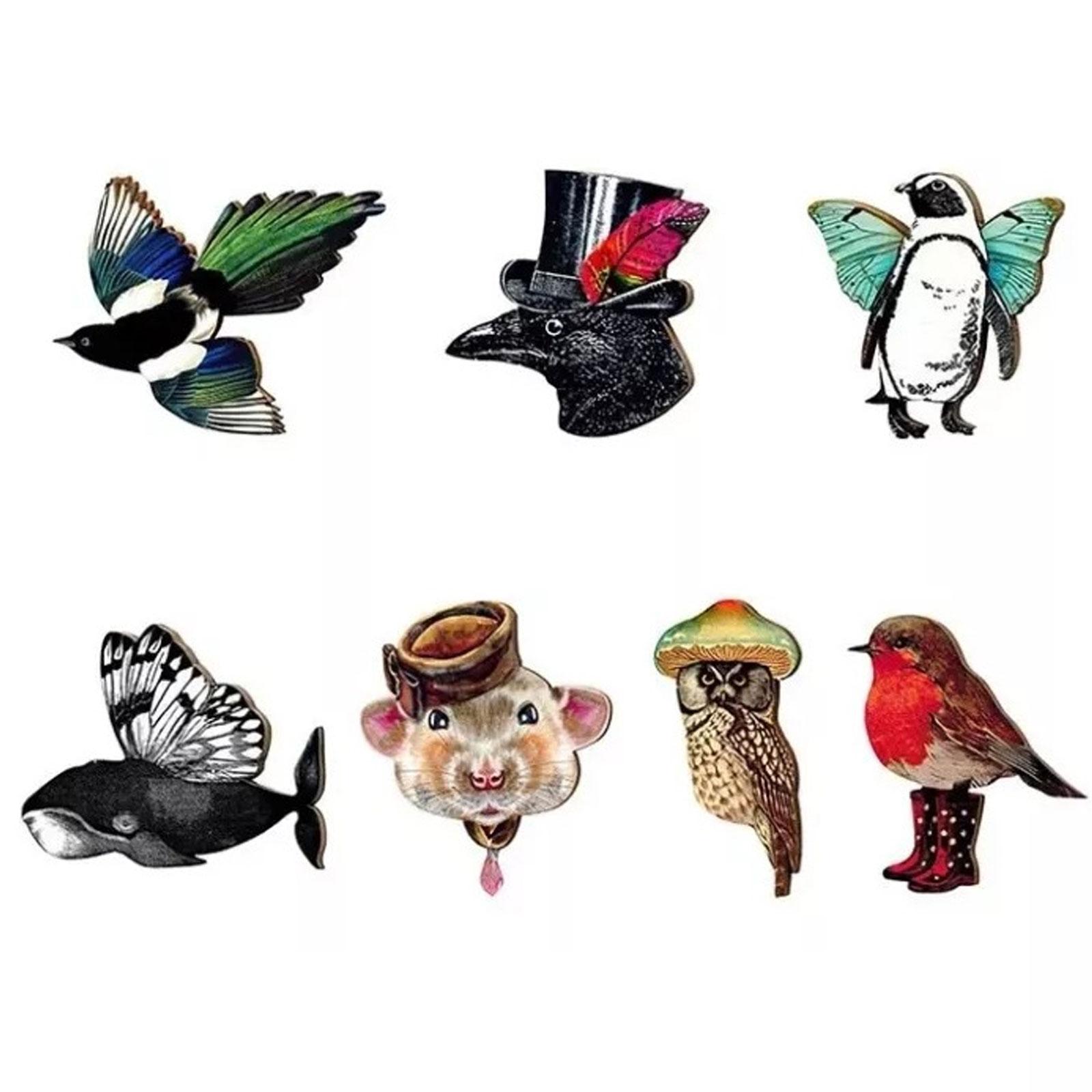 en bois d'oiseaux en bois broche épingle animal broches vintage pour femmes mignonnes pingouin souris magpie châle épingles de broche en bois