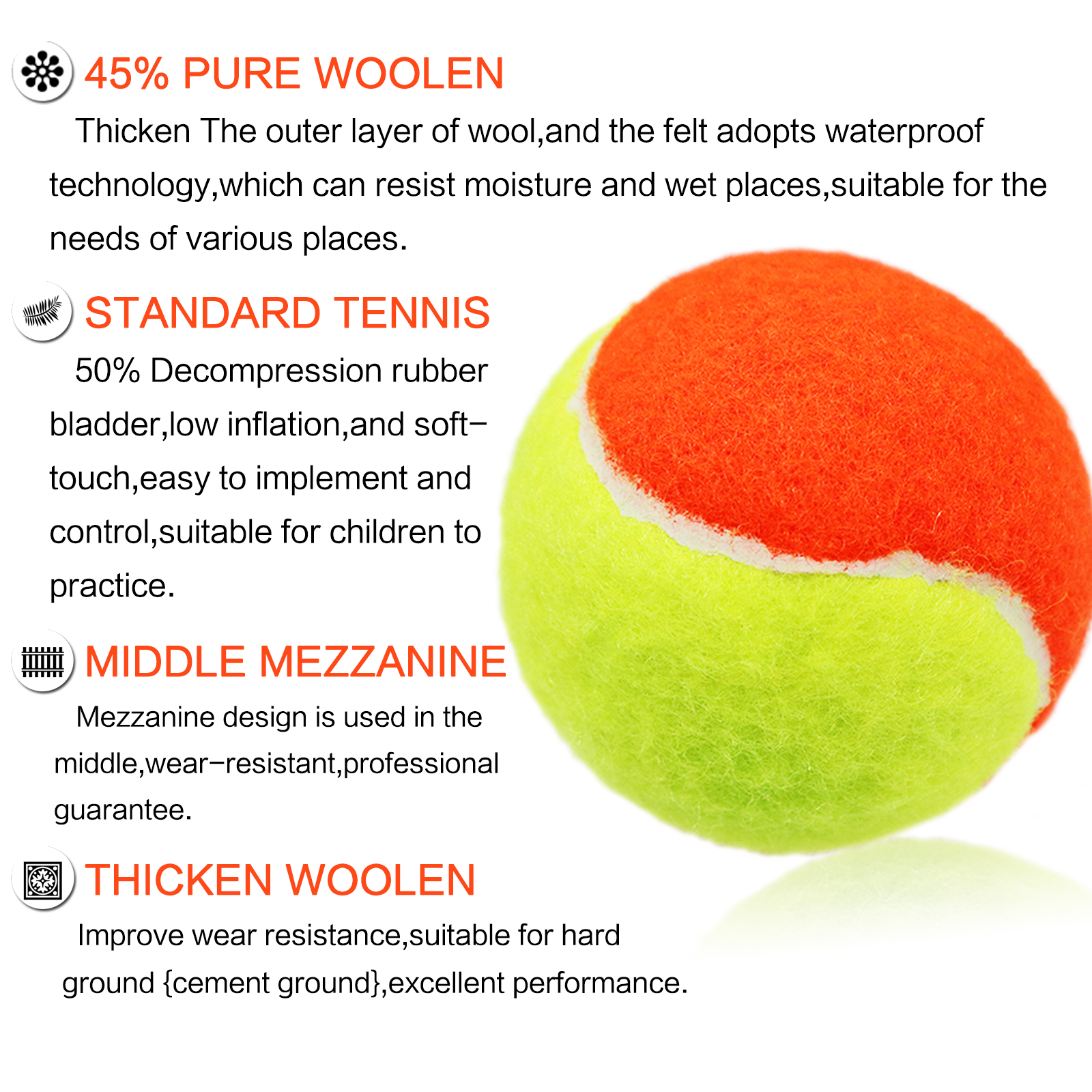 High Elasticity Resistant Tennis Ball Training Professional Game Balls Sports Massage Club School Drop Shipping