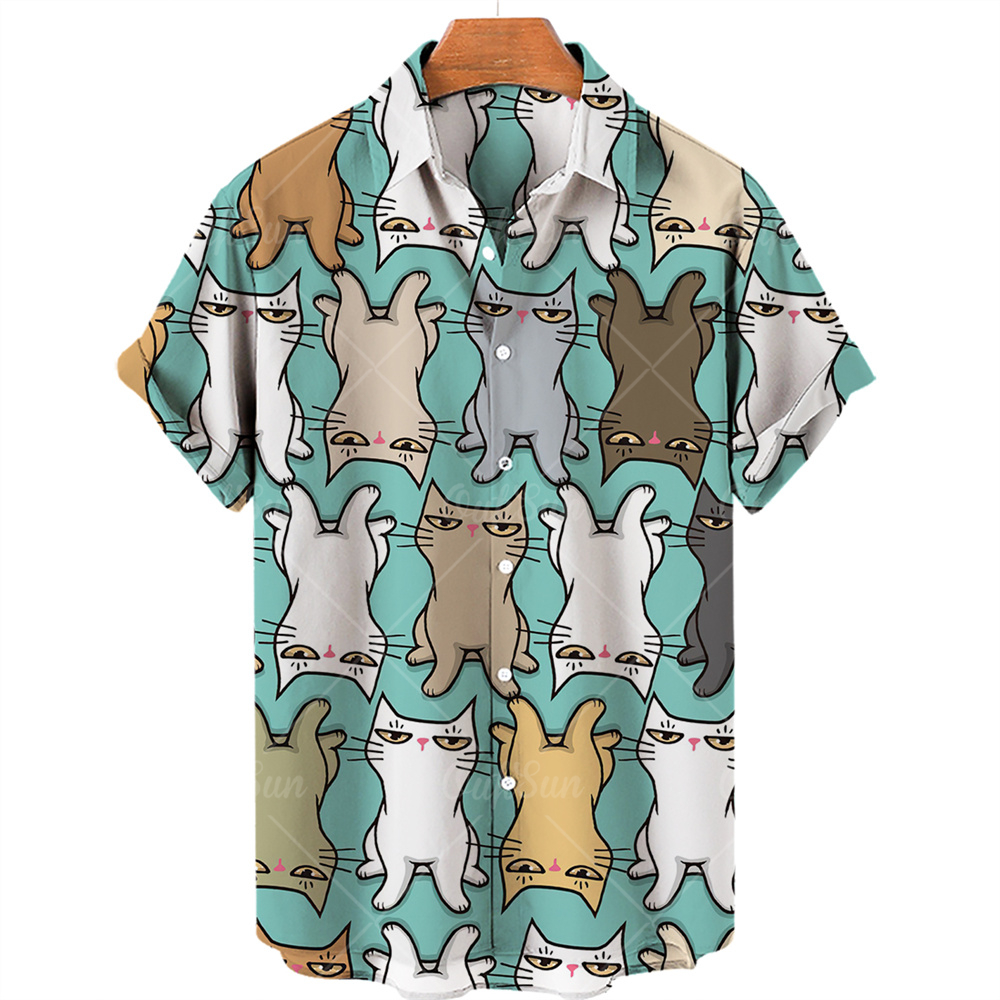 Chemise à imprimé animal d'été mâle Hawaiian hip-hop lâche à manches courtes à manches courtes surdimensionnées surdimension