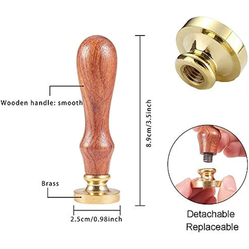 Mektup A-G Balmumu Mühür Damgası Vintage Alfabe Başlangıç ​​Sızdırmazlık Balmumu Damgaları Retro 25mm Çıkarılabilir Pirinç Kafa Ahşap saplı