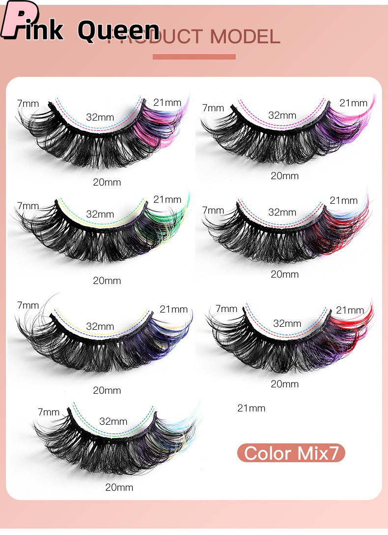 Synthetic Hair Colorful Fluffy Eyelashes D Volume False Lashes Russian Strip Lashes Extensions Thick Soft Curly Fake Dense curl Lashes Makeup