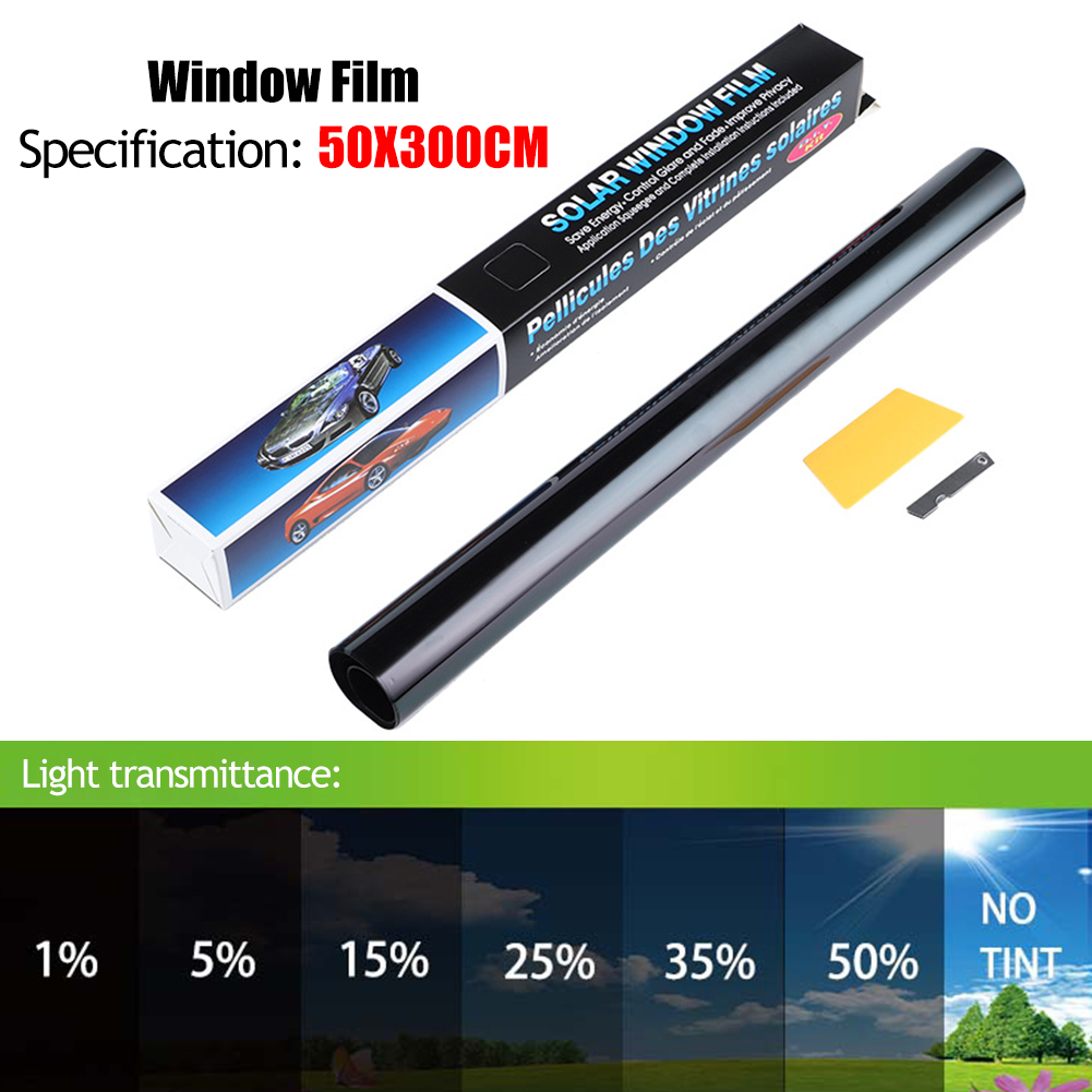 1 Roll 50x300cm 1/5/15/25/35/50 Percent Car Window Tint Film Car Glass Sticker Sun Shade Film Summer UVProtctor Car Sticker Film