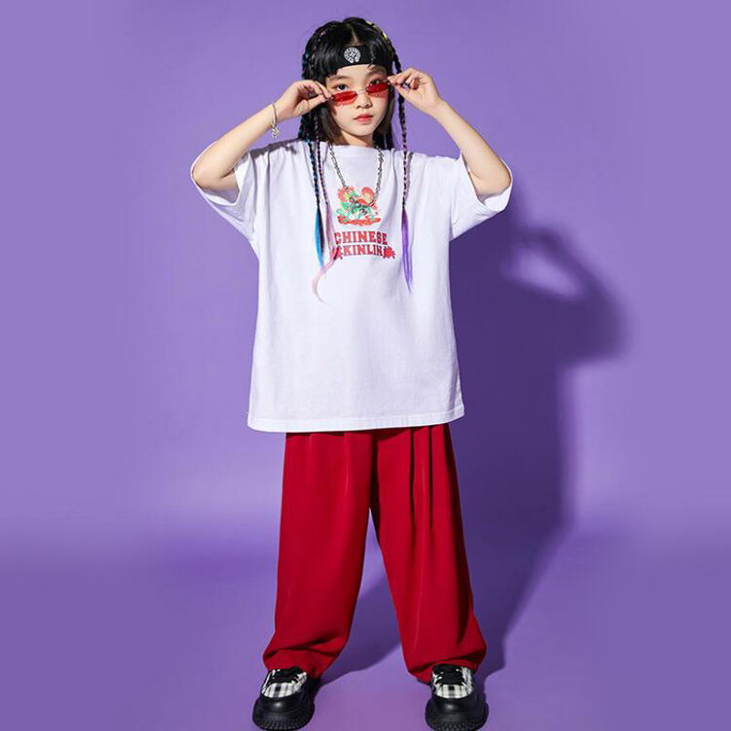 Vêtements hip hop pour enfants tshirt tshirt tshirt tops pantalon baggy pour fille boy scène jazz dance costumes rave vêtements