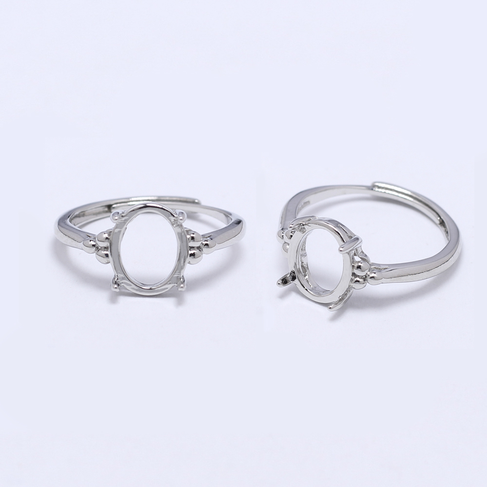 Brass Semi Mount Moissanite Ring Configurações de 9x10mm Munidel oval Base em branco Cabochons Anel de noivado para fabricação de jóias DIY