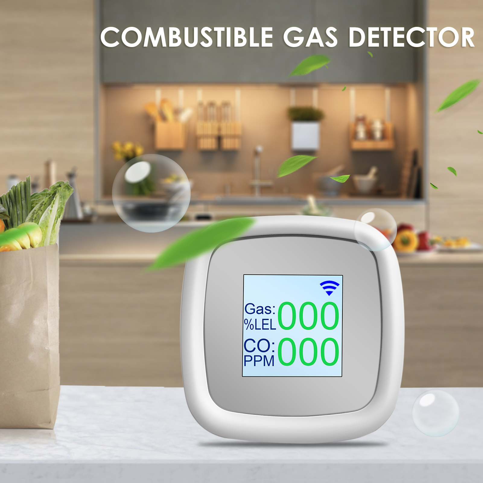 WIFI Polijny detektor gazu Alarm gazowy Digital Palustible Gas Tester SmartLife Tuya App Pilot Pilot
