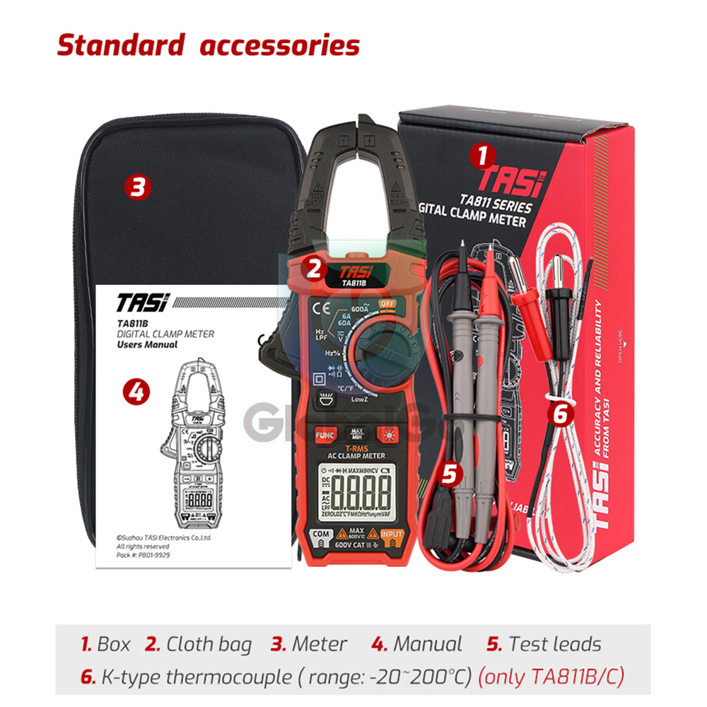 TASI HT208A/B/C Professional Clamp Meter Multimeter 600V 600A AC DC True RMS Amperimetrica Capacitance Digital Clamp Tester