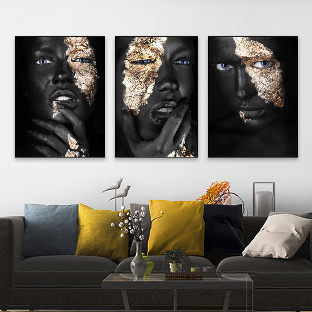 Africa Black Woman Model Wall Art Poster Nordic Luce Murale Modern Modern Home Decor Tela Pictures Stampe soggiorno decoro