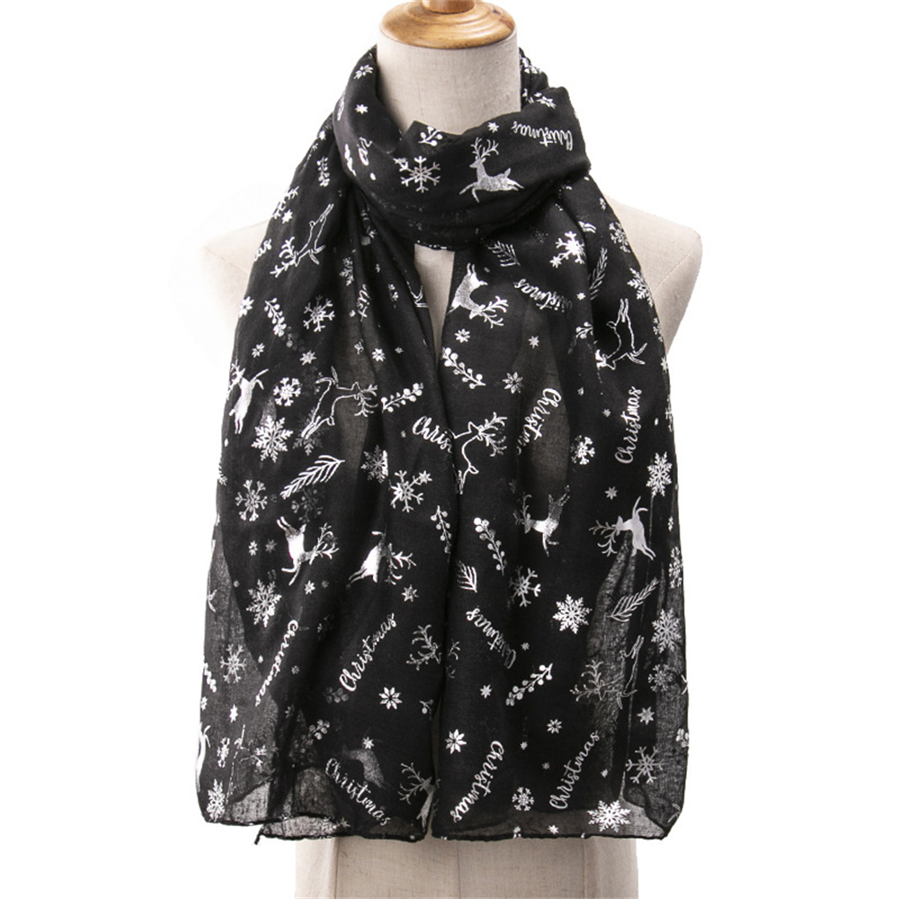 Silver Christmas Elk Snow print scarf S-103