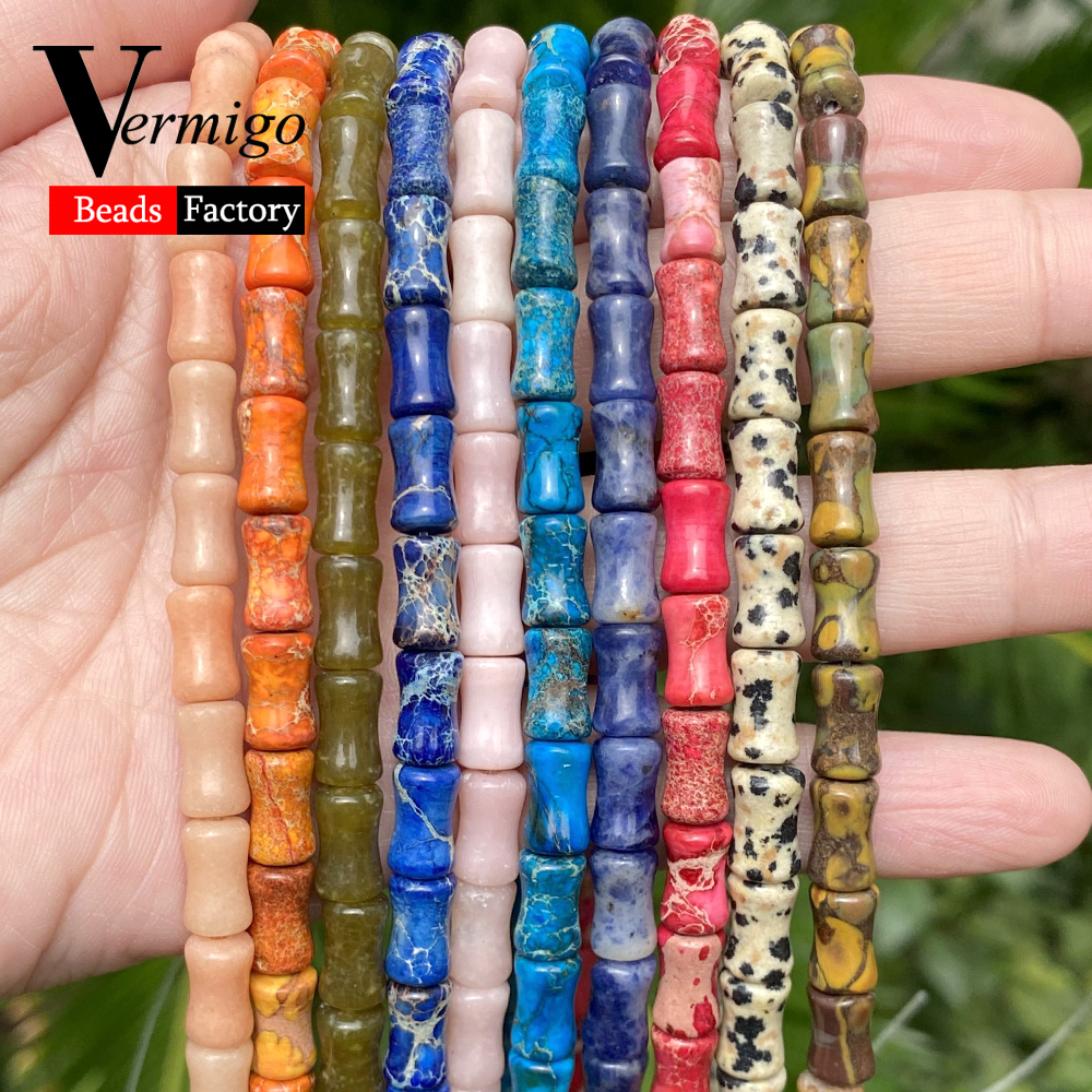 10*6 mm natuurstenen kralen bamboe gewricht vorm kleurrijke zee sediment jasper kralen voor sieraden die doe -het -zelf armbanden accessoires maken