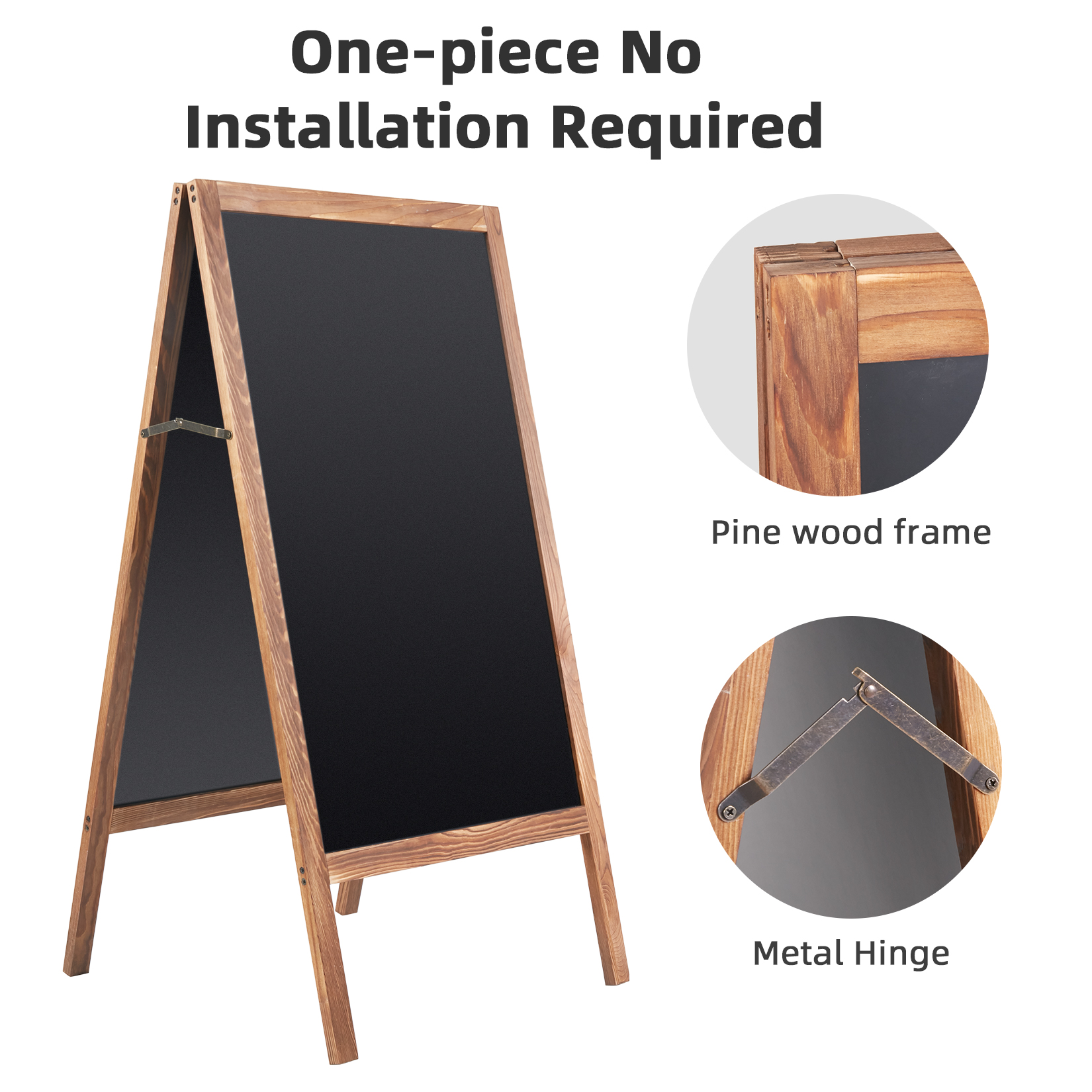 Free Standing Magnetic Sandwich Writing Board A-Frame Drawing Painting Board Menu Display Sidewalk Wooden Chalkboard