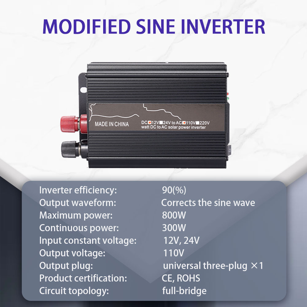 800W Inverter DC 12/24V to AC 110V Voltage Inverter Transformer Peak Car LED Display Solar Power Inverter Charger Adapter