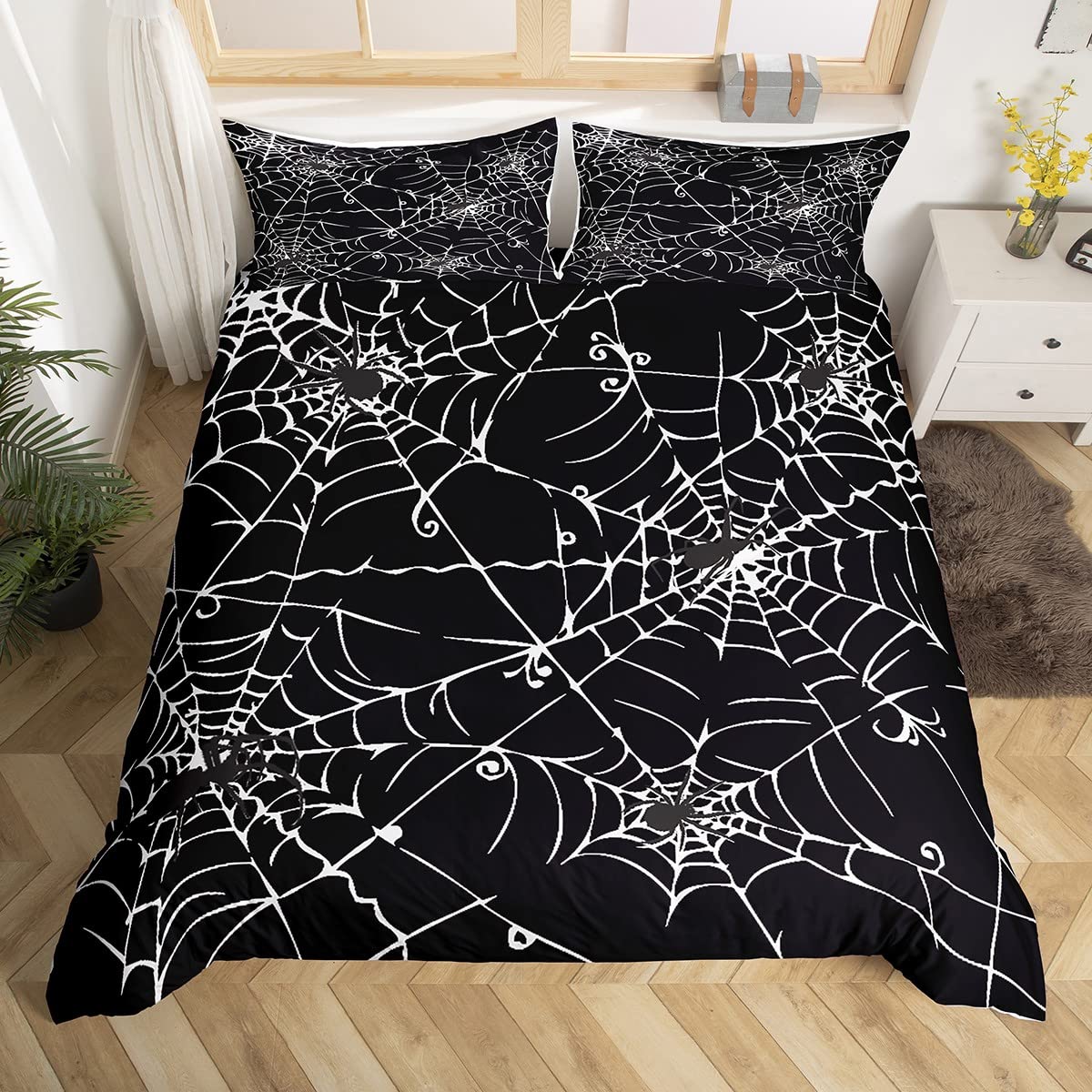 Покрытие паутины Spider Web Set Set Halloween Spider Sets Sets Boys Girls Black White Cover Cover Cover Cover или Creat Cover Cover Set