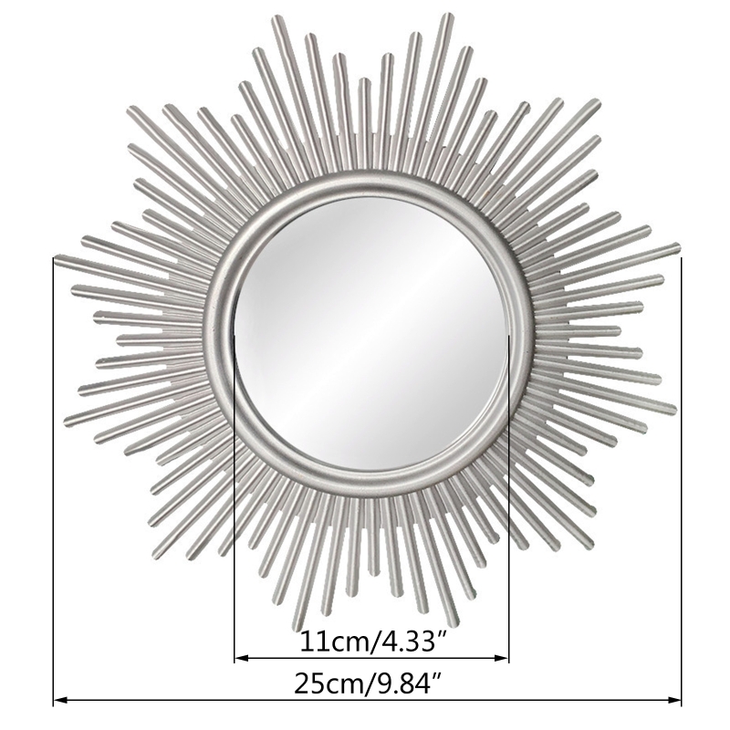 Miroirs en argent pour décoration murale Ornement suspendu Artisanat Artisanat Fourniture pour la salle de chambre maison Salle de salle à la maison Small Round Wall Mirror Decor