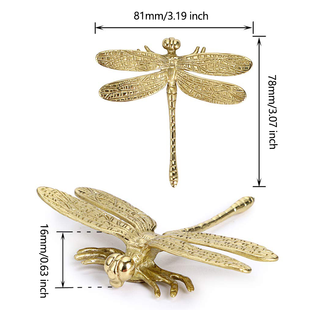 Brass Dragonfly Cabinet Door Knobs Gold Animal Drawer Pulls Home Decor Dresser Knobs Unique Nightstand Pulls Kitchen Hardware