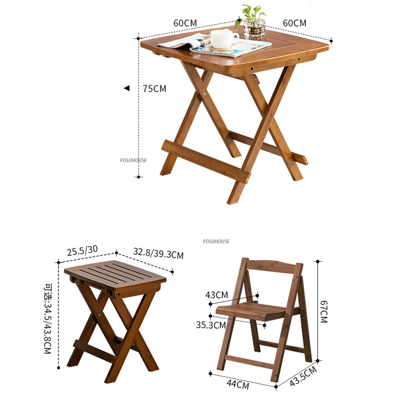 家庭用木材テーブルと椅子セット小さなアパートの屋外レジャーテーブルセット折りたたみ可能な小さなダイニングテーブルガーデン家具Z