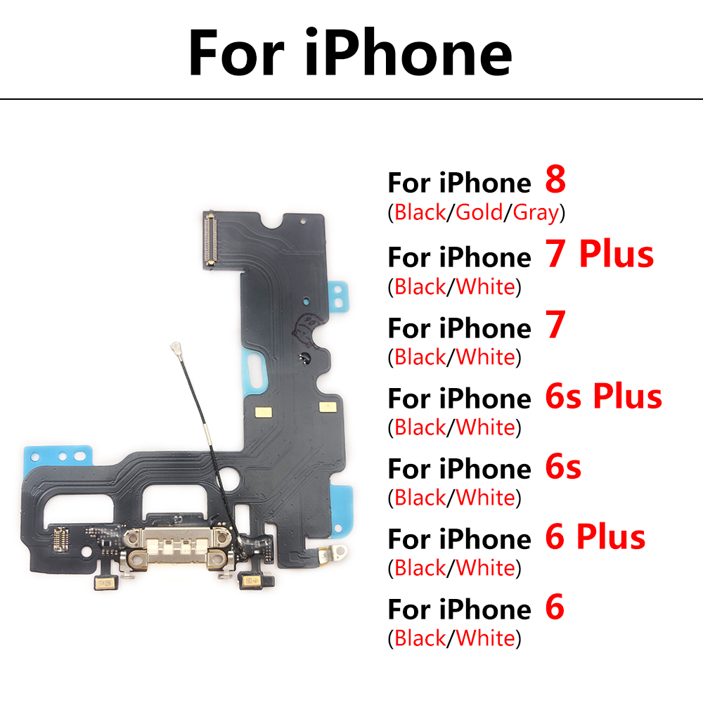 iPhone 6のボトムチャージャーポートドック6 6S 7 8プラスマイク付きUSBプラグ充電コネクタヘッドフォンジャックフレックスケーブル