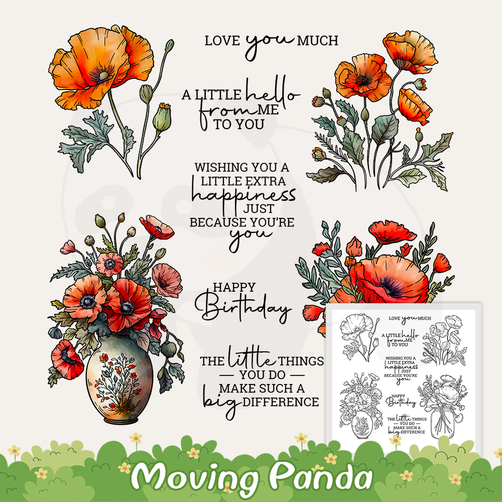 Blooming Flowers in Retro Wazon Cuties umiera przezroczystą pieczęć do scrapbookingu