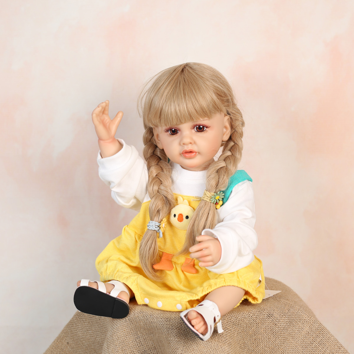 Keiumi jaune poulet pantalon poupée 55 cm cm en silicone vinyle Reborn Baby Doll Bebe Reborn Toys Birthday Gifts for Child