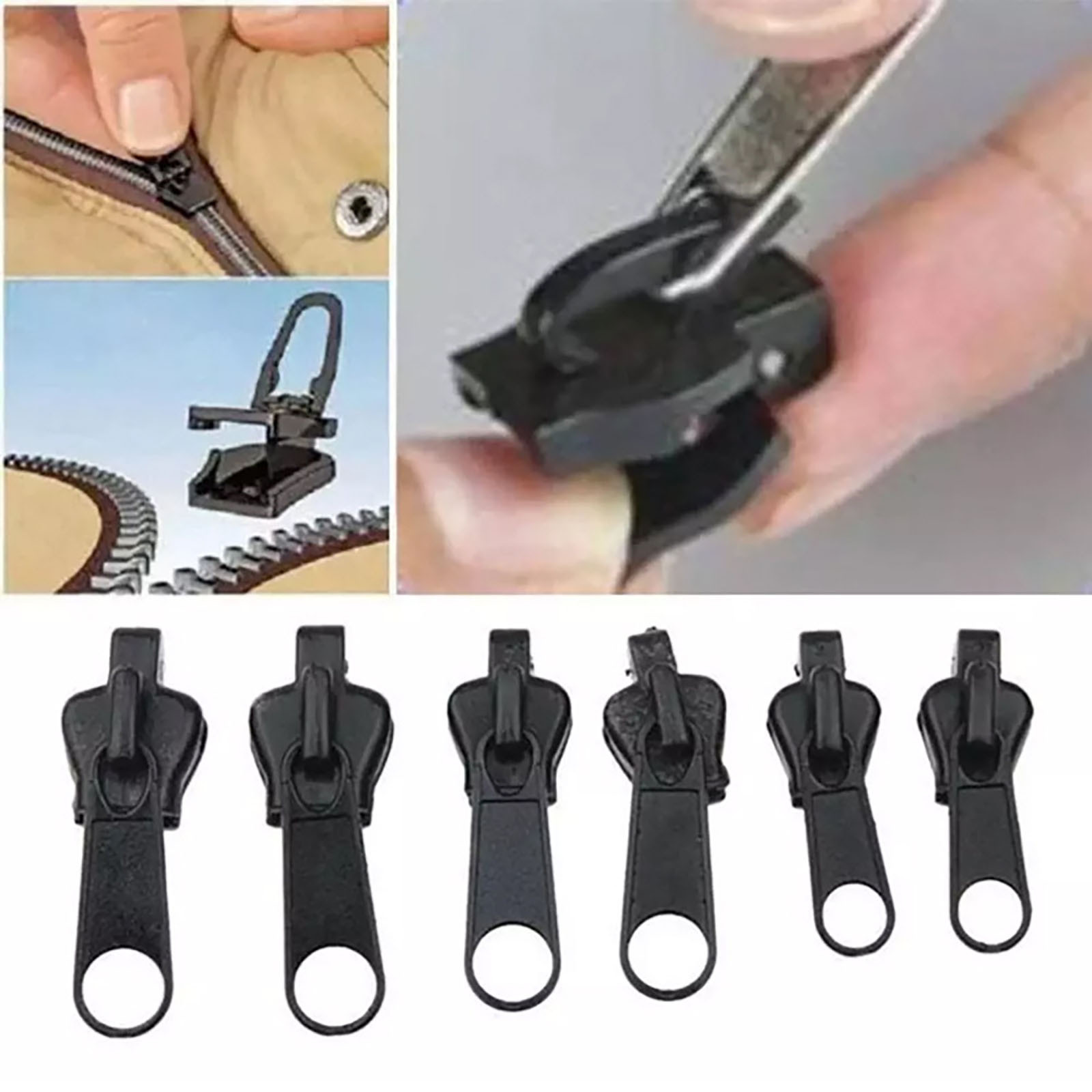 Curseur universel à fermeture éclair pour la fermeture à glissière Puller de couture bricolage petit / moyen / grande taille Fixable détachable pour le sac en cuir à bagages