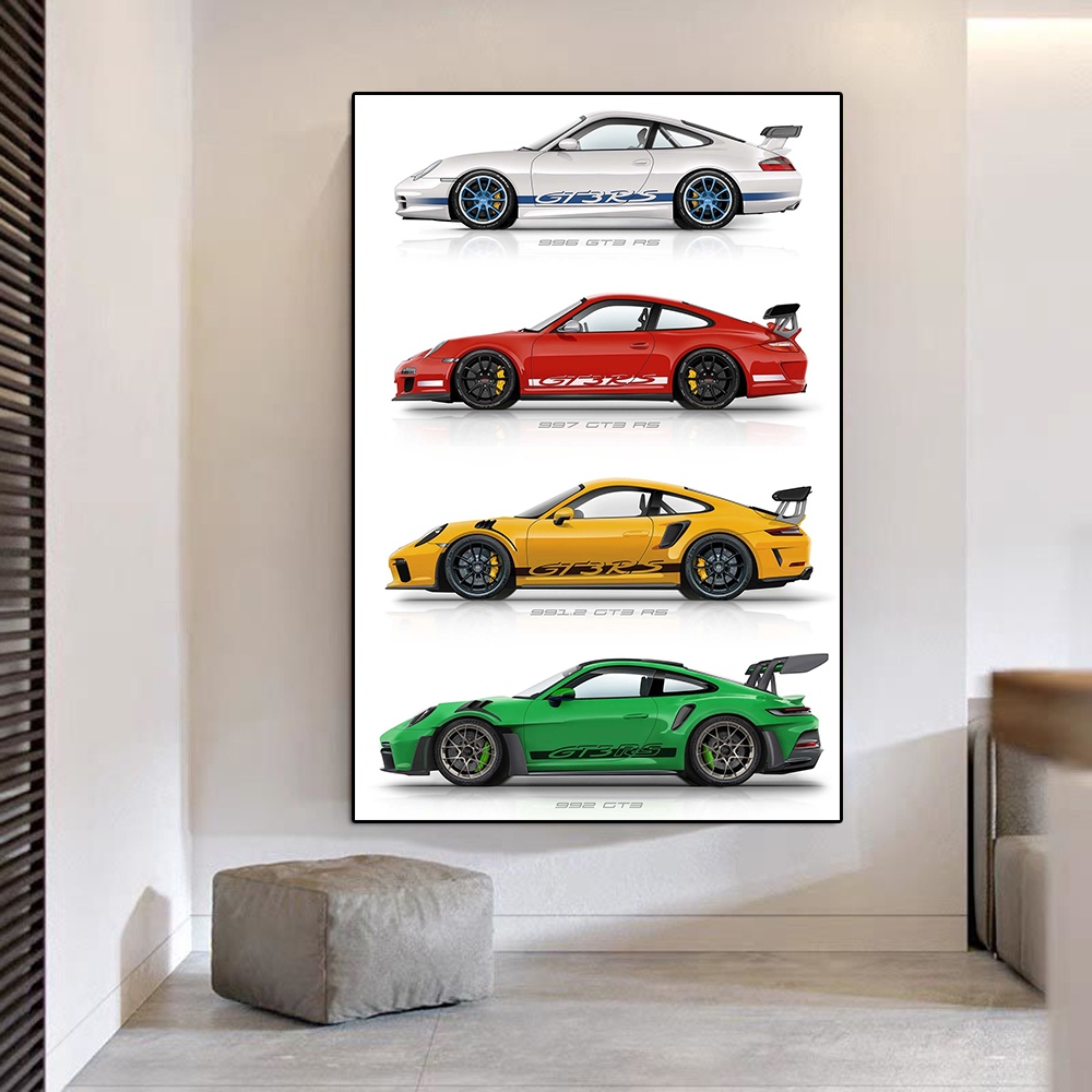 MODERNE LUXURY SPORTING Car 991 GT3 Affiche et imprimé 996 RS Racing Toile Peinture Supercar Watercolor Wall Art Picture Room Decor