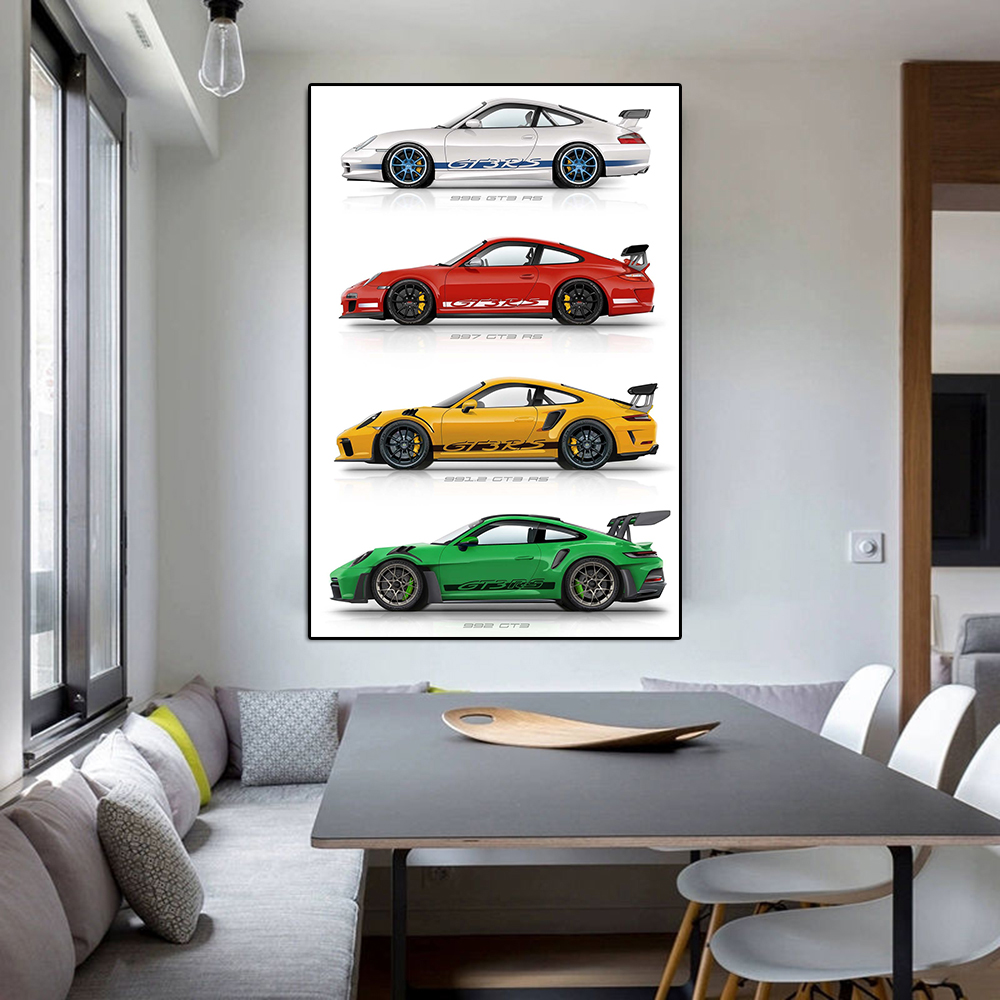 MODERNE LUXURY SPORTING Car 991 GT3 Affiche et imprimé 996 RS Racing Toile Peinture Supercar Watercolor Wall Art Picture Room Decor