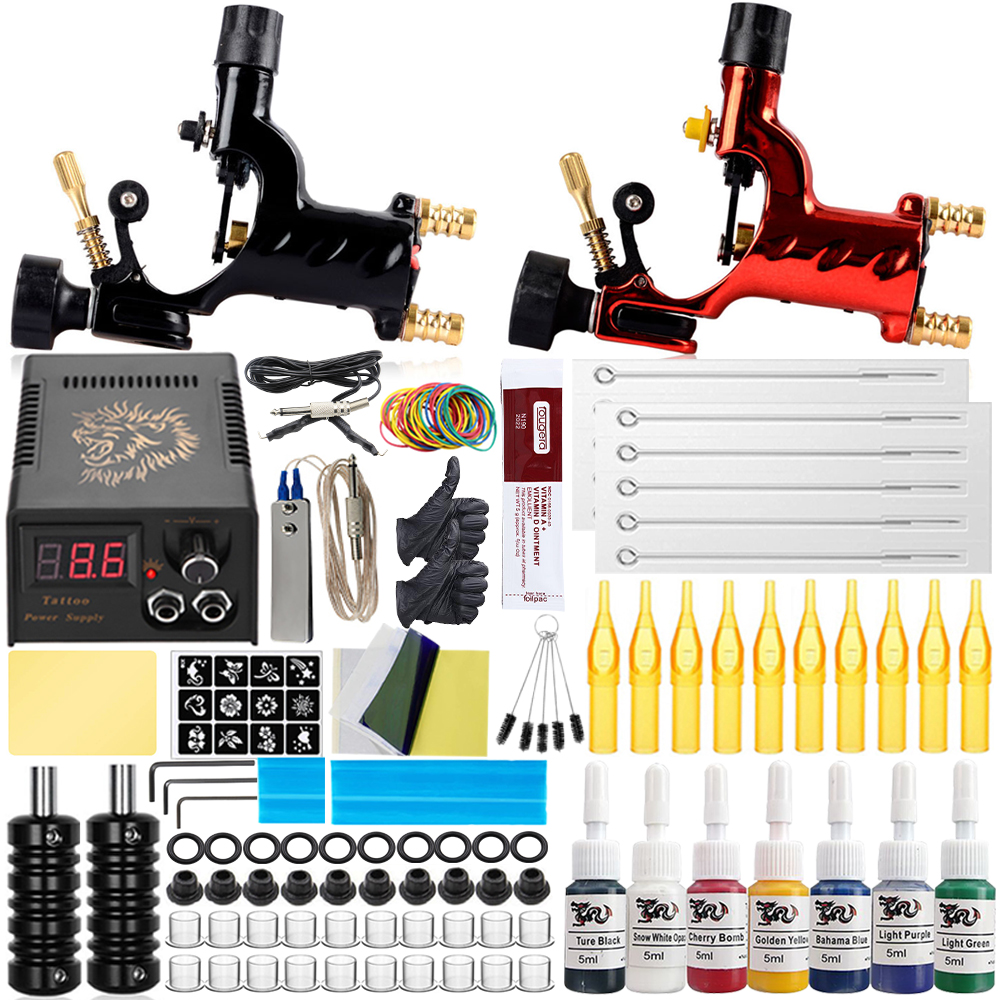 Complete Tattoo Kits Rotary Tattoo Machine Sets with Power Supply Needles Ink for Tattoo Artist Beginner Supplies