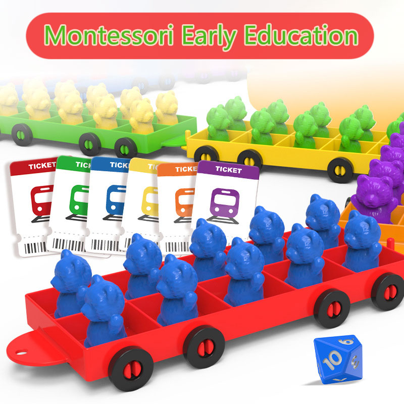 Математика десяти-кадров Montessori Toys Rainbow Train Train Train Digital Arithmetic Game Warish Number Sense Education Toys для детей