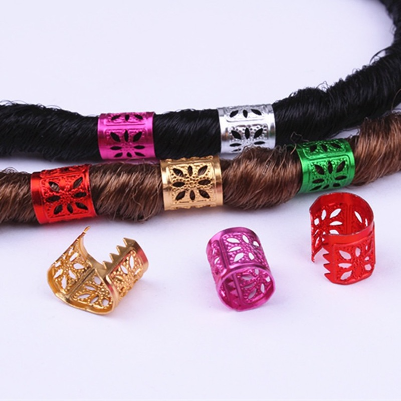 50-s/sacchetto anelli di trecce capelli regolabili perle dreadlock tubi anelli capelli clips clips decorazioni di gioielli a farina di gioielli